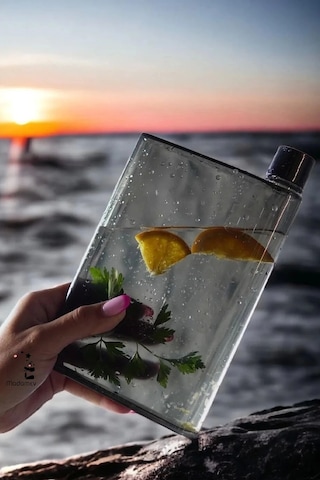 Tilbe Home A5 Black Soft Bottle Motivasyon Su Matarası Notebook Taşınabilir Sporcu Suluk Su Şişesi 3 Şeffaf Koyu