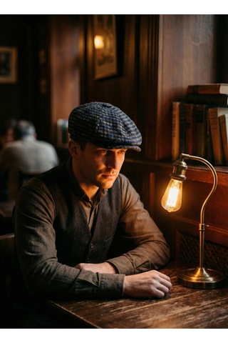 Emybox Erkek Kaşe 8 Köşe Kasket Şapka Klasik Retro- Peaky Blinders Tarzı Lastikli Standart Beden L