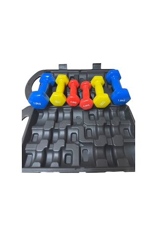 6 Kg Vinly Kaplı Dipping Dumbbell Set Kadınlar İçin Çantalı Dambıl Set 0,5 Kg, 1 Kg, 1,5 Kg