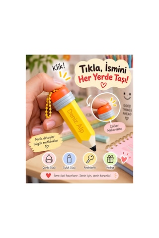Nametag - İsme Özel Aksesuar - Anahtarlık Çanta Suluk Süsü, Kalem Clicker Charm