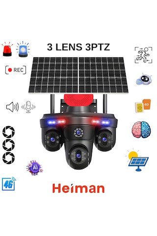 Hm-878 3 Lens 3ptz 4g Sim Kartlı 2 Güneş Panelli Kamera