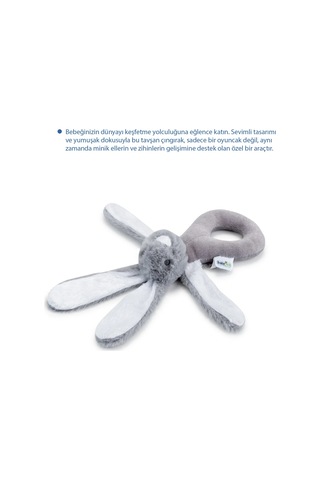 Babyjem Tutmalı Çıngıraklı Mini Peluş Tavşan Gri 842