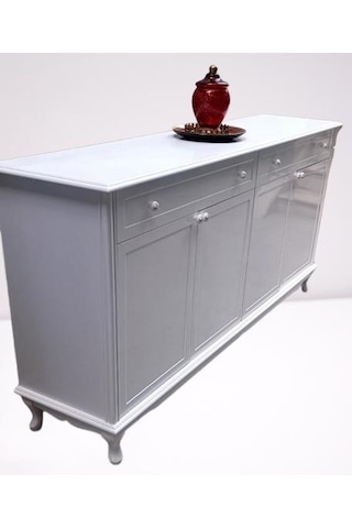 Konsol Klasik Model Tv Sehpa 90386 Ahşap Mdf Parlak Beyaz Boya El Yapım