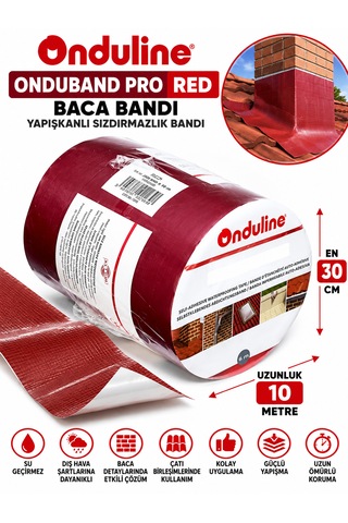 Onduline Onduband Pro Red Kırmızı Baca Bandı Yapışkanlı Uzunluk 10 Metre En 30 Cm 1 Top
