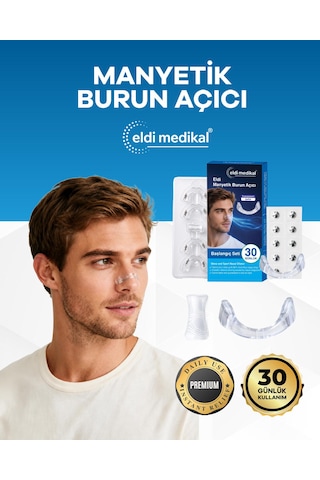 Eldi Manyetik Burun Açıcı Şeffaf Başlangıç Seti 30 Çift Yapışkan Bant-30 Günlük -horlamayı Azaltır-nefesi Rahatlatır