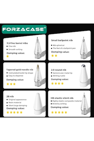 Forzacase Apple Pencil 1 / 2 / Pro / Type-c İle Uyumlu Çizim Hassasiyet Ayarlı Pencil Kalem Uç Seti - Fc1143