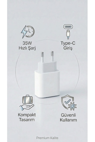 35w Type-c Şarj Adaptörü Apple Uyumlu iPhone Ve Android Süper Hızlı Power Adaptör