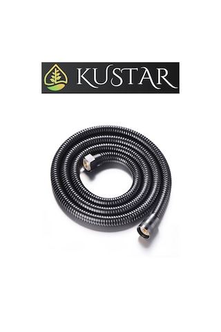 Kustar Siyah 1,5m Örgülü Duş Hortumu Ve 90 Derece Ayarlanabilir Siyah Duş Askısı 2'li Set Siyah