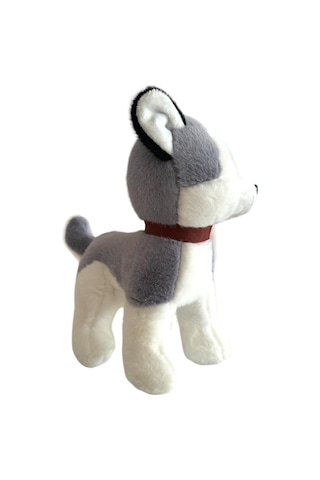 Havlayan Sevimli Peluş Köpek 20 Cm Ayakta Sesli Köpek Peluş - Gri Gri