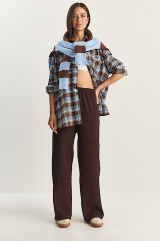 Shade Kadın Geniş Paça Krinkıl Örme Pantolon 4108 60283847 - Kahverengi