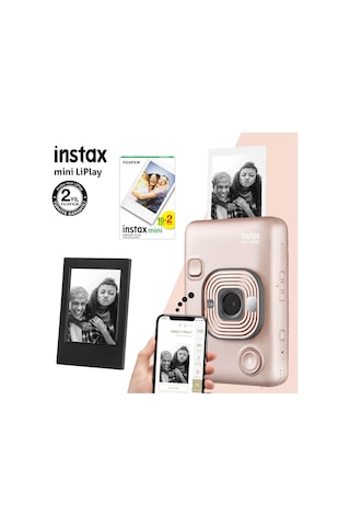 Fujifilm Instax Mini Liplay Hybrid Blush Gold Fotoğraf Makinesi + 20'li Mini Film + Çerçeve