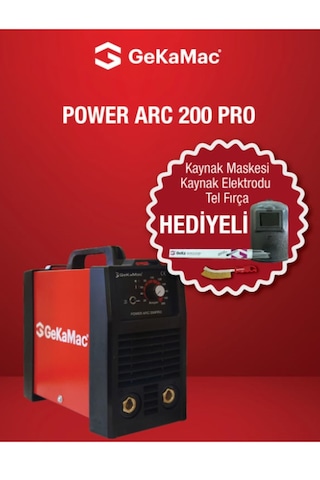 Gekamac Power Arc 200 Pro Inverter Kaynak Makinası +kaynak Maskesi+elektrodu Fırçası Hediyeli