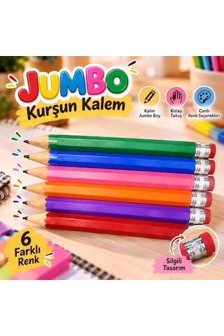 Jumbo Kurşun Kalem Çok Renkli Jumbo Kurşun Kalem Çok Renkli