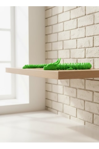 Yeşil Hareketli Ejderha Figürü Esnek Gövdeli Fantastik Dekor 60 Cm