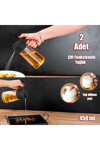 Porsima Alk-3159 2 Li Çok Amaçlı Cam Sprey Şişe Yağlık Yağdanlık