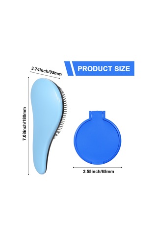 Yifomall Renkli Saç Tarak Seti: Masajlı, Dolaşmayı Önleyen Plastik Tarak Ve Aynalı Kombinasyon - Mavi