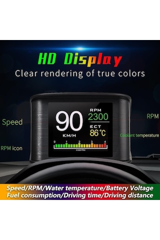 Yifomall Araç Hud Göstergesi - Hız, Su Sıcaklığı Ve Obd Uyarıları İçin Akıllı Head-up Ekran