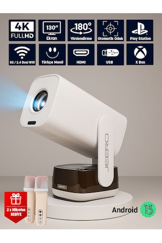 Jeero K6 Dual Microphone Ktv Projectör Karaoke - Android 13