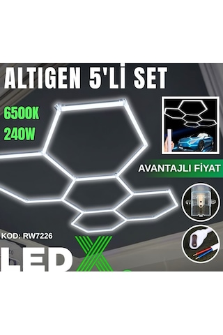 Ledx 240w Altıgen Linner Armatür 6500 K Beyaz Işık Beyaz
