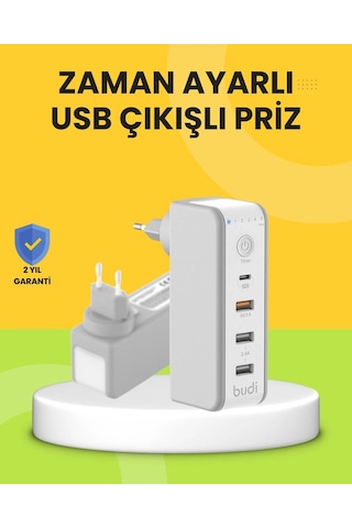 Hızlı Şarj Destekli Zaman Ayarlı Usb Şarj Adaptörü Standart