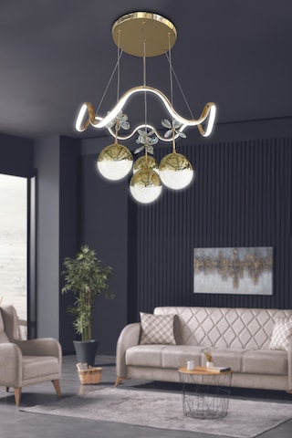Zikzak 4 Toplu Modern Sarkıt Led Avize - - Kumandasız / Krom Krom