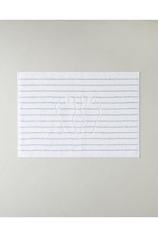 Mono Stripe Pamuk Ayak Havlusu 50x70 Cm Beyaz - Mavi