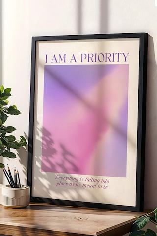 I Am A Priority Çerçeveli Tablo Aura Enerji Renkleri - Ben Bir Önceliğim