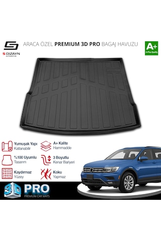 S-dizayn Vw Tiguan 3d Pro Bagaj Havuzu 2016-2023 A+ Kalite