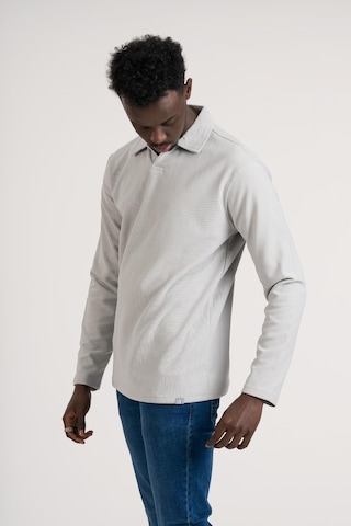 Gömlek Yaka Hafif Armürlü Slimfit Uzun Kol Sweatshirt Gri