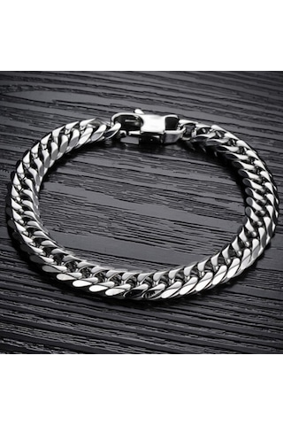 Chavin 8 Mm. 20 Cm. Gri Çelik Erkek Bileklik Dg35 Beyaz