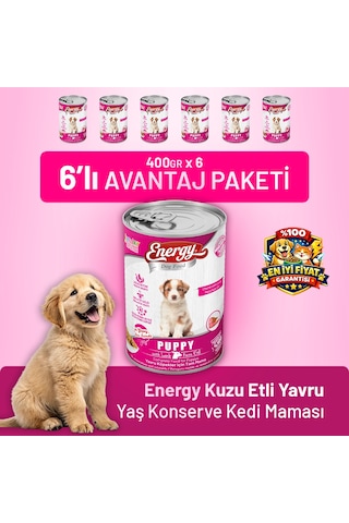 Energy Kuzu Etli Yavru Yaş Köpek Maması 400 G - 6 Adet