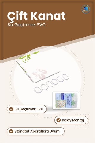 Pvc Duş Perdesi Çift Kanat Su Geçirmez Banyo Tekstili Hijyenik Ma Çok Renkli