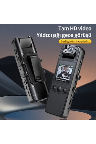 H82 1080P WiFi Vücut Kamerası Full HD Ses ve Video Kayıt Cihazı 180° Döner Lens Gece Görüş 1.3 İnç Ekran