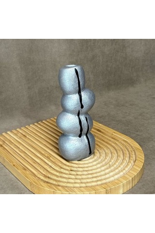 Uretti - Ayşe 7362 4706 El Yapımı Gri Taş Motifli Dekoratif Biblo / Vazo - 18 X 9 Cm 1 Adet