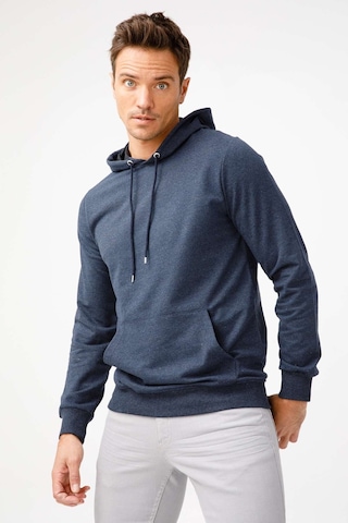 Igs İgs Erkek İndigo Modernfıt / Ekstra Dar Kalıp Kapşonlu Fermuarsız Sweatshirt İndigo