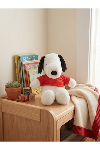Peluş Köpek Snopyy-30 Cm -kırmızı Tşhirt'lü Kırmızı-beyaz