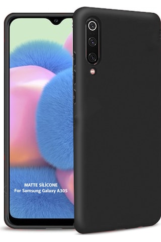 Samsung Uyumlu Galaxy A30S Arka Kapak Silikon Kılıf + Temperli Cam Ekran Koruyucu