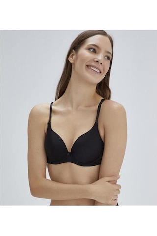Eros Ersk111 Daisy Kulaklı Yarı Push-up Tek Sütyen - Siyah Siyah