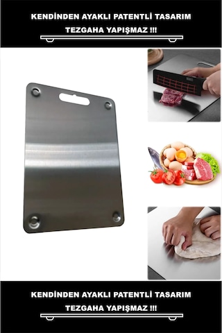 Küçük Boy-paslanmaz Çelik Kesme Tahtası- Ayaklı-antibakteriyel