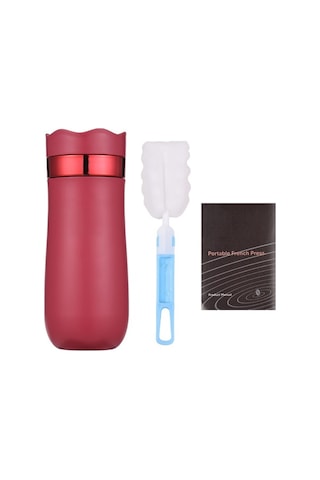 Pazly Taşınabilir French Press Seyahat Kupa 320ml/11oz Paslanmaz Çelik H47729r Kızıl Renk Kızıl