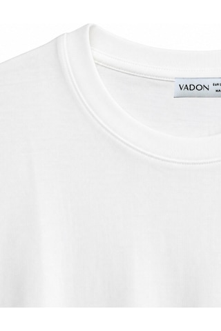 Vadon 1009 Kadın Pamuklu Regular Fit Bisiklet Yaka Yumuşak Dokulu Kısa Kollu Basic T-shirt Beyaz