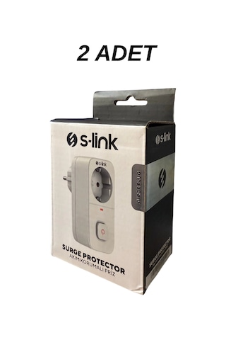 S-link Sl-010 Anahtarlı Akım Korumalı Tekli Priz 16a/250v 750 Joule - 2 Li Paket Akım Korumal Priz