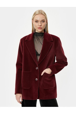 Koton Melis Ağazat X Koton - Cep Detaylı Düğmeli Mont Bordo 4wak00322ew 4WAK00322EW457 Bordo