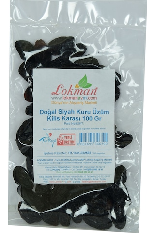 Lokman Avm Doğal Siyah Kuru Üzüm Kilis Karası 100 G