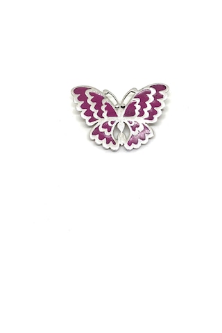 Oya Silver Pembe Mineli Gümüş Kelebek Broş Klbr00001