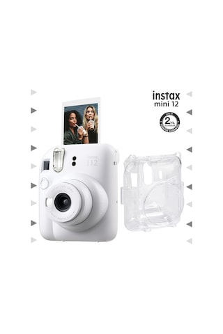 Fujifilm Instax Mini 12 Fotoğraf Makinesi + Şeffaf Kılıf Seti Beyaz