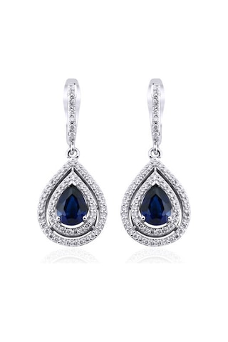 2.40 Karat Safir Pırlanta Küpe