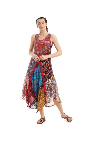 Kırmızı Patchwork Vual Yazlık Elbise