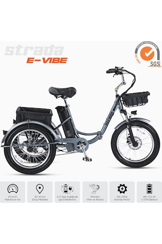Stradacycles E-VIBE Hidrolik Disk Üç Tekerlekli Elektrikli Bisiklet