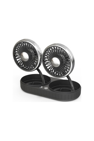 Universal Araç Soğutma Fanı Usb Çift Kafalı Pano Fanı 360 Derece Dönebilen Suv Rv Tekne Oto Araçları İçin 3 Hızlı Fanlar - Siyah / Gümüş